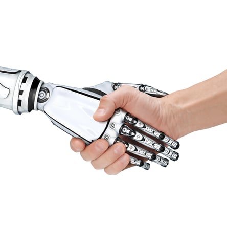 Radwell International Robot and Man Shaking Hands Radwell International Robot and Man Shaking Hands