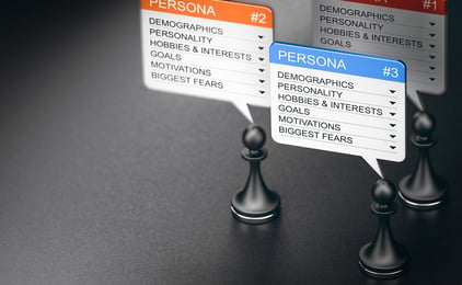 buyer-persona-cards-on-stands-gray-background